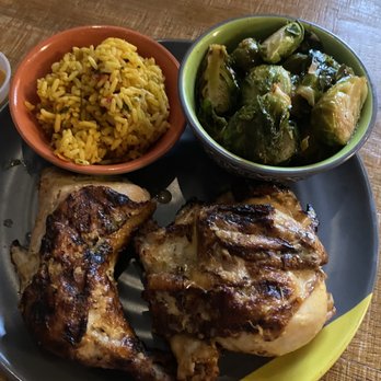 Nando's Peri-Peri - 1/2 Chicken, Portuguese Rice, Braised Brussels Sprouts - Portuguese Near Me - Chicago, Illinois