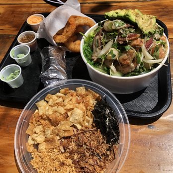 Poke Chop - Calamari Rings with large poke bowl - Poke Near Me - Encinitas, California