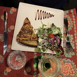 Onion pie and salad Onion pie and salad