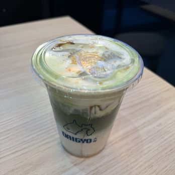 Daigyo - #21 Kinako Matcha Latte with Black Sugar (added chesse foam) - Coffee & Tea Near Me - Hamilton, Ontario Daigyo - #21 Kinako Matcha Latte with Black Sugar (added chesse foam) - Coffee & Tea Near Me - Hamilton, Ontario