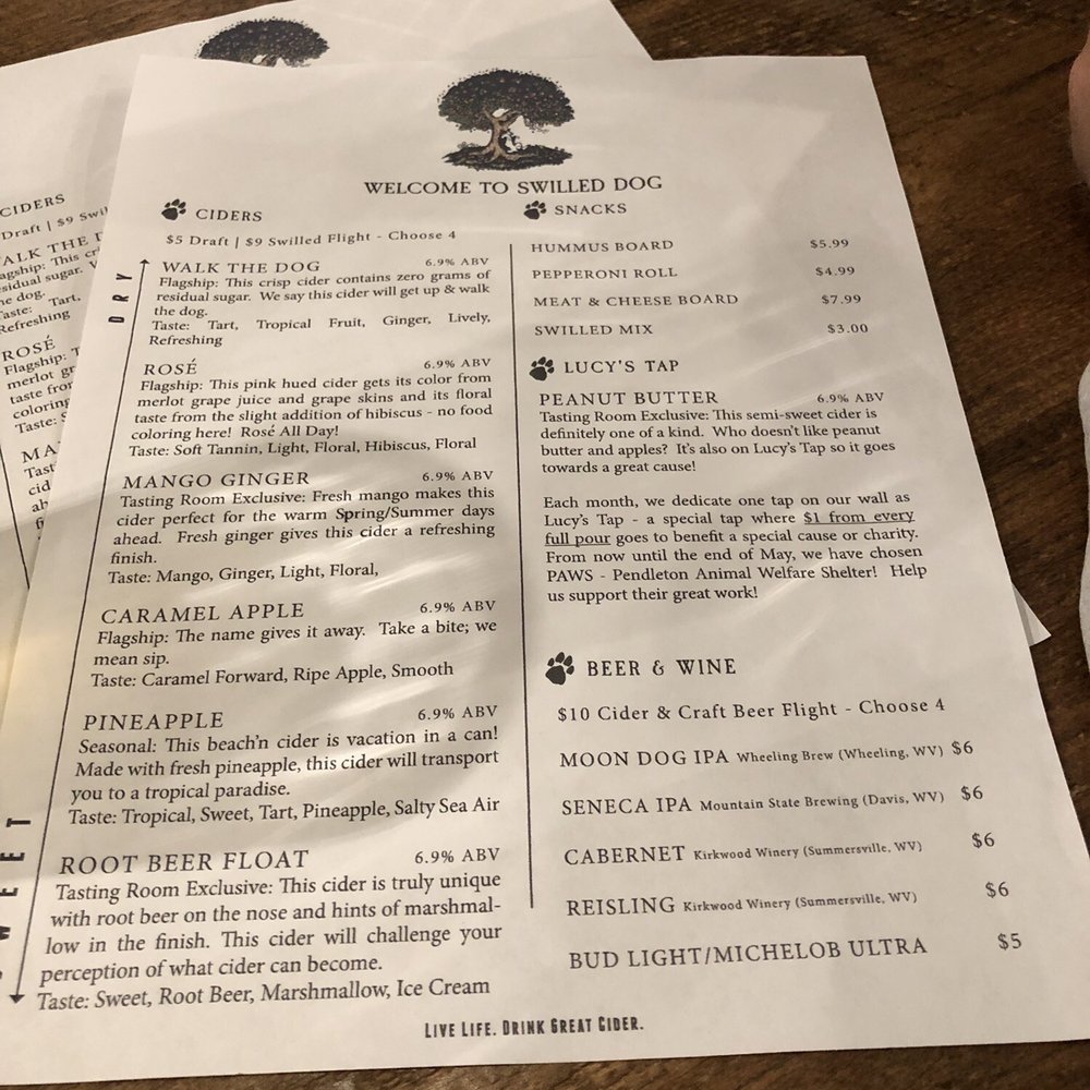 Swilled Dog - Menu - Cideries Near Me - Upper Tract, West Virginia Swilled Dog - Menu - Cideries Near Me - Upper Tract, West Virginia