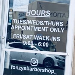 Fonzy's Barber Shop - Hours/Appointment Details