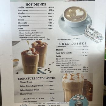 La Garrafa - Drink menu. - Ice Cream & Frozen Yogurt Near Me - Ontario, California