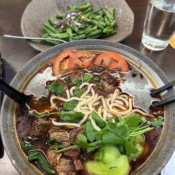 Dumpling Hours - Green String Beans Sauteed with Garlic Sauce Spicy Beef Brisket Soup Noodles - Dim Sum Near Me - Brentwood, California Dumpling Hours - Green String Beans Sauteed with Garlic Sauce Spicy Beef Brisket Soup Noodles - Dim Sum Near Me - Brentwood, California