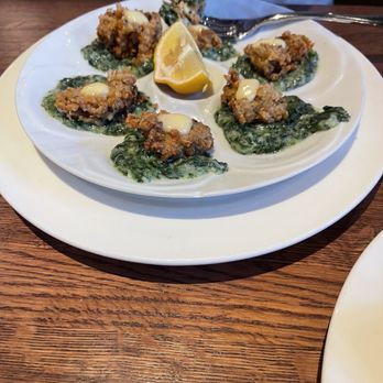 Boulevard American Bistro - Starters! The oysters over spinach. Yum! - American Near Me - Covington, Louisiana Boulevard American Bistro - Starters! The oysters over spinach. Yum! - American Near Me - Covington, Louisiana