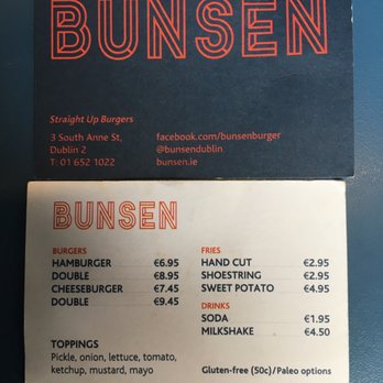 Bunsen - Menu - Burgers Near Me - Dublin, D