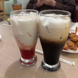 Thai Coffee (on the right) Strawberry Milk (on the left)