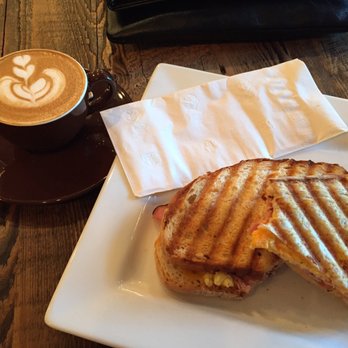 Groundswell Coffee Roasters - Flat white and breakfast panini - Coffee Roasteries Near Me - Chicago, Illinois Groundswell Coffee Roasters - Flat white and breakfast panini - Coffee Roasteries Near Me - Chicago, Illinois