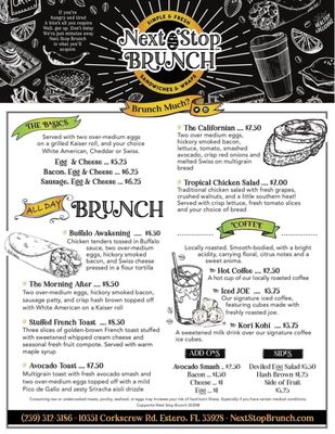 Menu photo 7 Next Stop Brunch Estero, FL