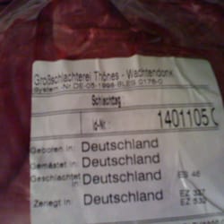 Großschlachterei Edigius Thönes - Etikett von Thönes-Fleisch von Westfleisch(ES46)