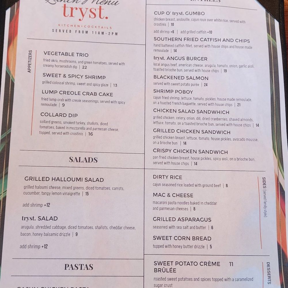 Tryst Kitchen + Cocktails - Lunch Menu! - Cajun/Creole Near Me - San Antonio, Texas Tryst Kitchen + Cocktails - Lunch Menu! - Cajun/Creole Near Me - San Antonio, Texas