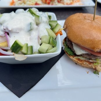 Boulder Social - Classic burger with side salad - New American Near Me - Boulder, Colorado