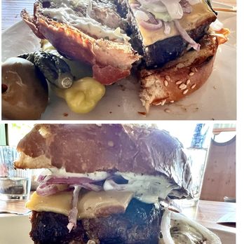 Half Shell - My half of the flavorful and juicy cheeseburger - delicious! - Bars Near Me - Seattle, Washington Half Shell - My half of the flavorful and juicy cheeseburger - delicious! - Bars Near Me - Seattle, Washington