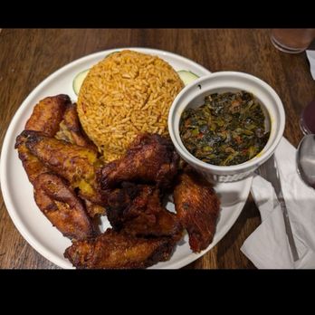 Levels Nigerian Cuisine - Party jellof plate with chicken and spinach - Caribbean Near Me - Saint Louis, Missouri Levels Nigerian Cuisine - Party jellof plate with chicken and spinach - Caribbean Near Me - Saint Louis, Missouri