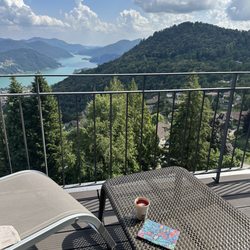 Kurhaus Cademario - Balcony view with complimentary tea from the room