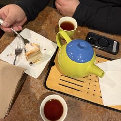 Chocolatea - Pot of tea for two and a delicious slice of lemon raspberry cake