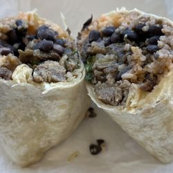 Rosales Mexican Food - Carne Asada burrito with black beans