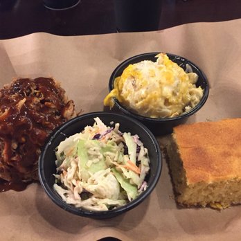 Mission BBQ - Pulled pork, cheesy baked potato, cole slaw and corn bread - Barbeque Near Me - Oviedo, Florida Mission BBQ - Pulled pork, cheesy baked potato, cole slaw and corn bread - Barbeque Near Me - Oviedo, Florida