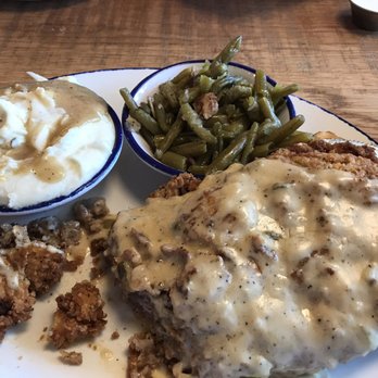 Mia's Table - Chicken fried steak with green beans and mashed potatoes. (Sorry I had to dig in to try) - American Near Me - Shenandoah, Texas Mia's Table - Chicken fried steak with green beans and mashed potatoes. (Sorry I had to dig in to try) - American Near Me - Shenandoah, Texas