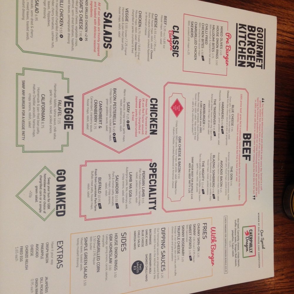 Gourmet Burger Kitchen - menu - Burgers Near Me - London, XGL Gourmet Burger Kitchen - menu - Burgers Near Me - London, XGL