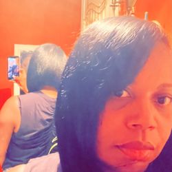 JP Haircare Salon - Natural hair fresh cut pressed tape in long On the side short in the back Bob.