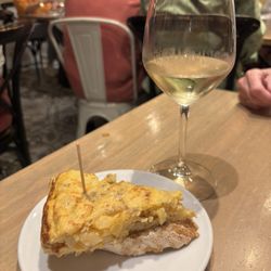 Pintxos, Spanish Omelette and white Rioja