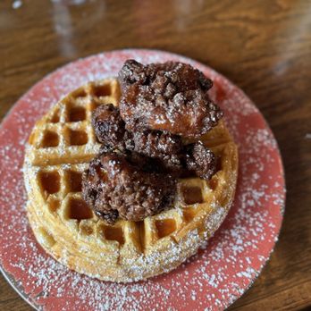 Brooklyn Organic Kitchen - Hot Agave mushroom Chicken and Waffles - Cafes Near Me - Mahopac, New York