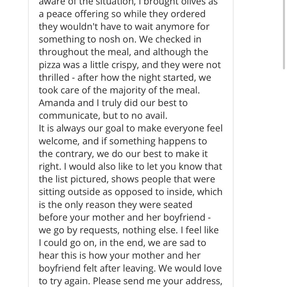 Pizza Antica - Screenshots of how management handled my mothers experience after she was discriminated against at pizza antica. - Pizza Near Me - Lafayette, California Pizza Antica - Screenshots of how management handled my mothers experience after she was discriminated against at pizza antica. - Pizza Near Me - Lafayette, California