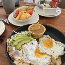 La Playa - Side of fruit, chilaquiles + eggs