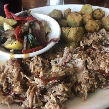 The Pit - Pork plate with okra and veggies. - Barbeque Near Me - Raleigh, North Carolina The Pit - Pork plate with okra and veggies. - Barbeque Near Me - Raleigh, North Carolina