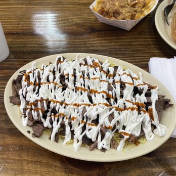 Busy Boy - Beef Shawarma over rice with extra white sauce - Sandwiches Near Me - Houston, Texas