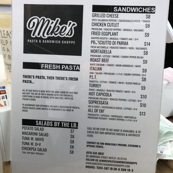 Mike's Pasta & Sandwich Shoppe - Menu as of 2/9/2020 - Pasta Shops Near Me - Nutley, New Jersey