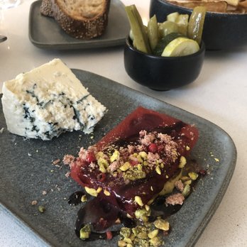 Law Bird - Point Reyes Blue with watermelon & pistachio Nutella - Wine Bars Near Me - Columbus, Ohio