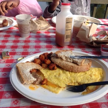 Lyman Orchards - My breakfast. The orange stuff is supposed to be home fries :/ - Fruits & Veggies Near Me - Middlefield, Connecticut