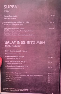 Menu photo 4 Barry's Grindelwald, BE Menu photo 4 Barry's Grindelwald, BE