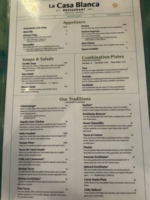 Menu photo 2 La Casa Blanca Chandler, AZ
