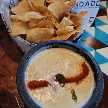 Condado Tacos - Large Blanco queso and chips - Tacos Near Me - Dublin, Ohio