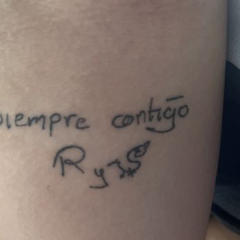 Kustom Kulture Tattoo Studio  - EXACT replica as my mothers writing  Done by Jade - Tattoo Near Me - Reseda, California