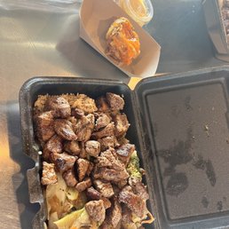 Steak, fried rice and veggies & Mushroom Popper