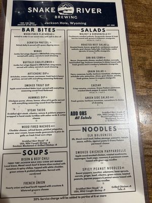 Menu photo 4 Snake River Brewing Jackson, WY