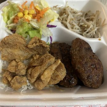 Teri's Place - Hamburg steak with chicken karaage (rice not pictured) - Japanese Near Me - Torrance, California