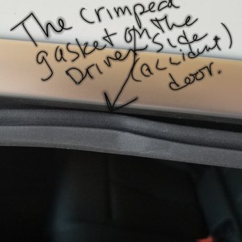 Caliber Collision - Crimped gasket on window ..Edgar said "its ok"" and 'no need for you to keep taking pictures, you have enough' - Body Shops Near Me - Riverside, California Caliber Collision - Crimped gasket on window ..Edgar said "its ok"" and 'no need for you to keep taking pictures, you have enough' - Body Shops Near Me - Riverside, California