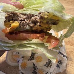 Dbl Char w/cheese lettuce wrapped