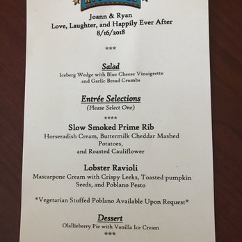 Rio Grill - The rehearsal dinner menu selected by my son and his fiancé - American Near Me - Carmel-by-the-sea, California