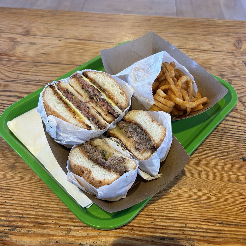 Panda Sal Single Burger, Corned Beef, Curly Fries Panda Sal Single Burger, Corned Beef, Curly Fries
