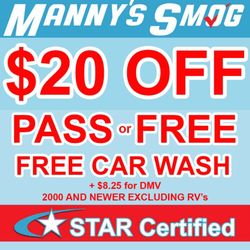 Manny's Smog - $20 Off 2000 or newer
