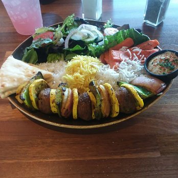 Luna Grill Rancho Cucamonga - Veggie Kabob plate with spicy hummus. YUMMY! - Mediterranean Near Me - Rancho Cucamonga, California Luna Grill Rancho Cucamonga - Veggie Kabob plate with spicy hummus. YUMMY! - Mediterranean Near Me - Rancho Cucamonga, California