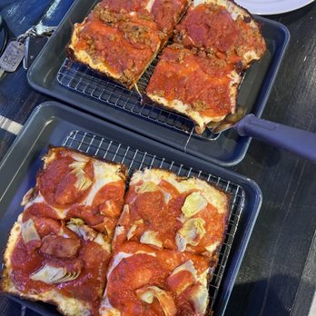 Wicked Peel Pizza Kitchen - Detroit style pizza. Pepperoni and artichoke. Pepperoni and sausage. - Pizza Near Me - Riverton, Utah Wicked Peel Pizza Kitchen - Detroit style pizza. Pepperoni and artichoke. Pepperoni and sausage. - Pizza Near Me - Riverton, Utah