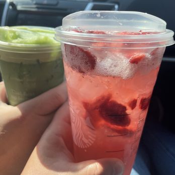 Starbucks - Matcha green tea with 7 scoops and extra strawberries açaí- always does a great job! - Coffee & Tea Near Me - Diamond Bar, California
