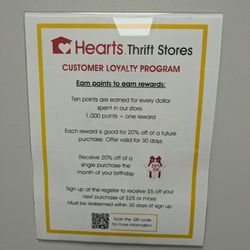 Hearts Thrift Store - Loyalty program